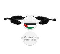 Uloveido Pulsera DIY Palestina Blanca para Hombre y Mujer | Cordón Trenzado con Colgante Grabado | Pulsera Islámica de Estilo Minimalista