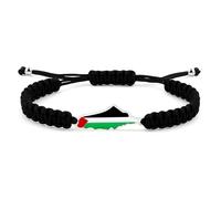 Uloveido Pulsera Mapa de Palestina Cuerda Negra - Brazalete Ajustable Hecho a Mano, Cordón Palestino para Hombres y Mujeres YA5882