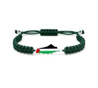 Uloveido Pulsera Mapa de Palestina Cuerda Verde Oscura - Brazalete Ajustable Hecho a Mano, Estilo Árabe Unisex YA5882
