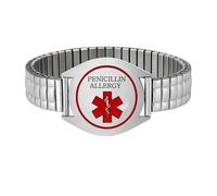 Uloveido Pulsera Médica Metálica Impermeable - Pulsera de Emergencia Grabada en Acero Inoxidable para Seres Queridos Y6039