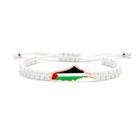 Uloveido Pulsera Palestina Cuerda Blanca - Diseño de Mapa Tejido Ajustable, Joyería Unisex de Uso Diario YA5882