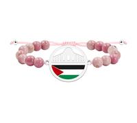 Uloveido Pulsera Palestina personalizada para mujer con cuentas rosas y dije de mapa. Joya del patrimonio islámico para fe, unidad y orgullo cultural YS6020