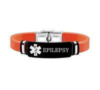 Uloveido Pulsera para Epilepsia de Silicona con Etiqueta Grabada, Brazalete Multicolor para Conciencia Sanitaria, Puño Individualizado YS6035