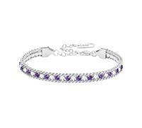 Uloveido Pulsera Púrpura con Circonitas - Pulsera de Cadena de Acero Inoxidable - Regalo Brillante para Mujer y San Valentín YA6110