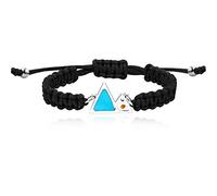 Uloveido Pulseras de cuerda trenzada hechas a mano con dije de semilla de mostaza de montaña, triángulo azul, pulsera de montaña unisex, Poliéster, Resina