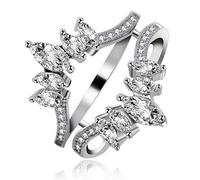 Uloveido Silver Color Marquise Ring Enhancer Guard para Heart Round Square Square Oval Triangle Rectangle Cubic Zirconia Rings Wedding Band Anillos de Compromiso (Tamaño 17) Y445