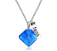 Uloveido Y797 - Collar de urna de cremación de recuerdo, semilla de mostaza en botella cuadrada que se puede abrir, Medium, Cristal, Cristal