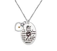 Uloveido Y827 - Collar con colgante ovalado de oración de serenidad con semillas de mostaza, Acero inoxidable, Resina.