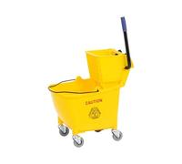 ulsonix Carro de Limpieza con Prensa y Cubo de 32 L Prensa con Mango Engomado para Mopa hasta 130 mm 4 Ruedas Carro de limpieza industrial Carro de fregar para hostelería Carrito para fregar suelos