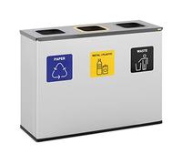 Ulsonix ULX-GB11V2 Cubo de basura con separación de residuos 3 compartimentos 3 x 60 l acero recubierto Sistema de separación de basura Cubo de basura