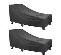 ULTCOVER Fundas Impermeables para sillas de Patio, 2 Unidades, 84 x 32 x 32 Pulgadas, Color Negro