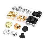 ULTECHNOVO 1 Caja Broche Trasero de Metal, Respaldo de Alfileres para Hacer Manualidades, Cierre de Seguridad, Aleación y Goma, Plano y Redondo, para Lapel Pin y Tie Tack, Joyería y DIY