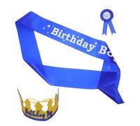 ULTECHNOVO 1 Juego Tocado de cumpleaños del Linda diadema de banda para el cabello para banda de pelo de cumpleaños diademas de feliz cumpleaños diadema de coronas paño Azul
