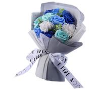 ULTECHNOVO 1 Ramo de Rosas Artificiales Ramo de Flores de jabón conformado jabón de baño Ramo de Rosas Ramo de jabón de Clavel Flor de simulación Flor de jabón Blue