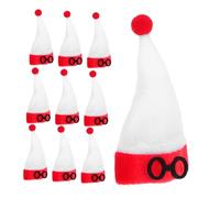 ULTECHNOVO 10piezas Mini Gorro de Papá Noel de Adornos para Botellas de Vino Decoraciones Navideñas para Fiestas y Regalos para Interiores y Celebraciones