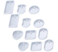 ULTECHNOVO 12 Moldes de Silicona para Resina Epoxi Kit de Moldes de Resina para Colgantes DIY 12 Piezas Corazón Escudo Óvalo Círculo Rectángulo Cuadrado Suministros para