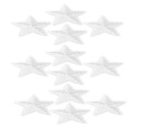 ULTECHNOVO 12 Parches Termoadhesivos Bordados de Estrellas de Cinco Puntas Lentejuelas Plateadas Grandes para Ropa Chaquetas Sombreros y Zapatos Accesorios de Costura para Decoración DIY