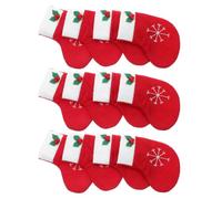 ULTECHNOVO 12 Piezas Calcetines Navideños Rojos de Tela para Porta Cubiertos, Decoración Creativa para Centros de Mesa en Bodas y Reuniones Festivas