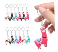 ULTECHNOVO 12 Piezas Llaveros de Alpaca de Cartón de Llaveros Animales Coloridos Azul Rosa Blanco para Accesorios para Bolsos y Mochilas