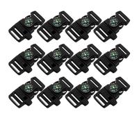 ULTECHNOVO 12 Piezas Silbato de Emergencia para Camping con Brújula y Hebilla de Plástico Resistente, Accesorio para Kits de Supervivencia y Senderismo con Ajuste de 20 Mm