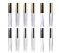 ULTECHNOVO 12 Piezas Tubo de Brillo de Labios Vacío 5ml de Plástico, Tubo Labial de Cuerpo Transparente y Ligero, para Lip Oil y Lip Gloss, Viaje, Plata y Dorado
