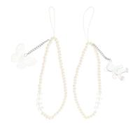 ULTECHNOVO 2 Piezas Correa de Muñeca para Teléfono Móvil, Cadena Telefónica de Acrílico Blanco, Ligera y Práctica, Decoración de Teléfonos Móviles para Mp3 y Memorias USB