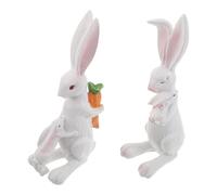ULTECHNOVO 2 Piezas de Figuras de Resina de Conejito de Pascua Madre E Hijo, Decoración de Mesa para Primavera, Adornos de Escritorio Compactos en Tonos Neutros para Decoración del Hogar