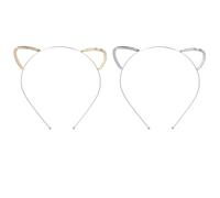 ULTECHNOVO 2 piezas Diademas Orejas de Gato con Cristales Brillantes Accesorio Cosplay para Fiestas Metal Plata y Diadema para Niñas y Mujeres