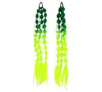 ULTECHNOVO 2 Piezas Extensiones de Pelo Trenzadas Degradadas Verdes con Coleta Burbuja para Mujer Accesorios de Cabello para Fiestas y Festivales Fáciles de Usar
