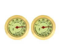 ULTECHNOVO 2 Piezas Higrómetro Mecánico Analógico Pequeño para Humidor de Cigarros y Guitarras, Diseño Luminoso, Control Preciso de Humedad, Material Metálico Dorado