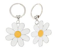 ULTECHNOVO 2 Piezas Llavero de Flores para Niñas Dijes de Margarita en Aleación, Accesorio Práctico y Versátil para Llaves y Bolsos Vida Diaria