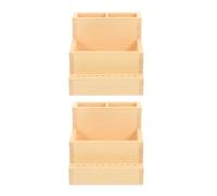 ULTECHNOVO 2 Piezas maletin manicura cajas organizadoras caja de herramientas de uñas portátil Titular de herramientas de manicura suministro estuche Light Brown