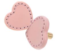 ULTECHNOVO 2 Tiradores de Armario Infantiles de Latón Piel Rosa, Tiradores para Cajones Forma de Corazón, Pomos para Muebles de Guardería, Perillas Decorativas un Orificio para Habitación