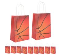 ULTECHNOVO 24 Bolsas de Baloncesto de Papel Kraft Blanco con Diseño Único, Versátiles y Seguras para Fiestas de Baloncesto y Regalos Portátiles
