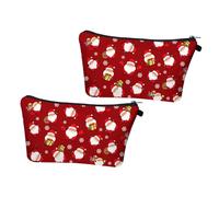 ULTECHNOVO 2piezas Neceser Navideño de Papá Noel Bolsa de Cosméticos de Viaje Organizador de Maquillaje para Mujer Obsequio de Vacaciones Neceser de Cosméticos