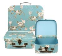 ULTECHNOVO 3 Maletas de Cartón con Diseño Floral para Almacenamiento Decorativo, Apilables y Fáciles de Transportar para Bodas y Cumpleaños