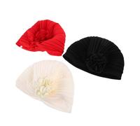 ULTECHNOVO 3 piezas Gorros Turbantes Elásticos con Flores para Mujer de Diseño Étnico con Encaje Suaves y Ajustables para Pérdida de Cabello y Uso Diario