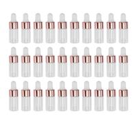 ULTECHNOVO 30 Frascos Gotero para Aceites Esenciales de 3 Ml Vidrio Transparente Tapa Rosa Dorado Frascos Vacíos Recargables Ideales para Aromaterapia y Cuidado Personal