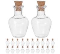 ULTECHNOVO 30 Unidades Mini Botellas de Reutilizables y Portátiles de 2 Ml con Tapa de Corcho, Redondas para de Mesa y Fiestas