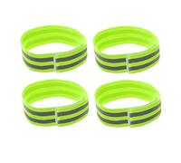 ULTECHNOVO 4 Brazaletes Reflectantes para Correr y Ciclismo, Elásticos y Luminosos, Tamaño 35x5 Cm, Color Verde Fluorescente, Banda de Seguridad para Actividades Deportivas Nocturnas al Aire