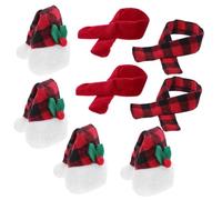 ULTECHNOVO 4 Juegos Holiday Wine Bottle Covers with Mini Santa Hats and Plaid Scarves Festive Christmas Decor For Table Centerpieces Party Decorations Fabric For Home and Events