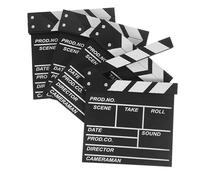 ULTECHNOVO 4 Pcs Claqueta de Cine de Madera 20x20cm Pizarra de Película Mini Clapper Board para Decoración de Fiestas Atrezo de Fotografía y Regalo para Cinéfilos Decoración Temática Cine