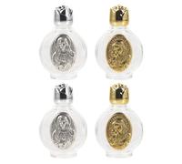 ULTECHNOVO 4 Piezas Botella de Vidrio Decorativa de 15ml con Diseño a Prueba de Fugas y Tapa en Forma de Rosa, Obsequio Elegante para Bautizo o Comunión