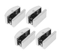 ULTECHNOVO 4 Piezas de Guia Inferior Puerta Corredera para Mampara Ducha, Aleación de Aluminio Bloque de Goma Elástico y Rodillo Ajustable para Puertas de Vidrio de 5-14mm