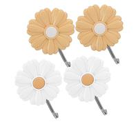 ULTECHNOVO 4 Piezas Ganchos Adhesivos de Pared con Diseño de Margarita de Pequeños Colgadores Decorativos para Toallas de Baño y Organización Cocina Sala Dormitorio Color