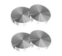 ULTECHNOVO 4 Piezas Pletina Aluminio Redonda de Aleación para Disco Circular de Vidrio, Adaptador para Mesa de Té y Oficina Acabado Plata y Diseño Macizo