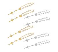 ULTECHNOVO 4 Pulseras De Rosario Con Perlas De Imitación Cadena De Cuentas Pulseras De Oración Mini Rosarios Crucifijos Como Joyería Joyería De Muñeca