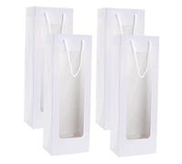ULTECHNOVO 4piezas Bolsas de Vino Reutilizables con Ventana Transparente Elegantes Bolsas de Papel para Botellas de Vino para Fiestas de Cumpleaños y Cenas de Inauguración Casa