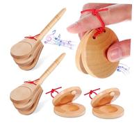 ULTECHNOVO 4piezas Castañuelas Españolas De Madera Instrumento De Percusión De Madera Para Música Tradicional y Educación Musical Adultos