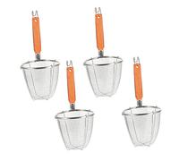 ULTECHNOVO 4Piezas Colador Inoxidable con Mango de Madera Escurridor de Pasta y Fideos Cesta para Cocción y Drenaje Utensilios de Cocina para Casa